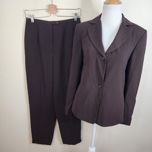 HB II Harve Benard Women's Brown Blazer/Blouse & Pants 2 Piece Set Size 8 Suit - Picture 1 of 12